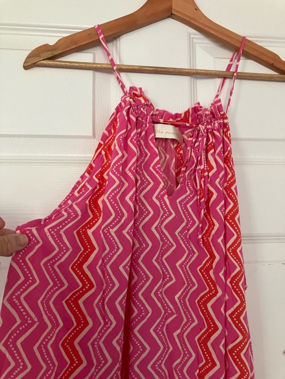 Natalie Martin Pink and Red Zigzag Print Dress